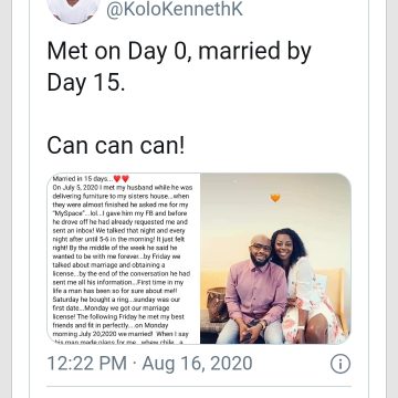 “15 Days after I met my Husband we got married” lady shares romantic story on how she got married to her man.