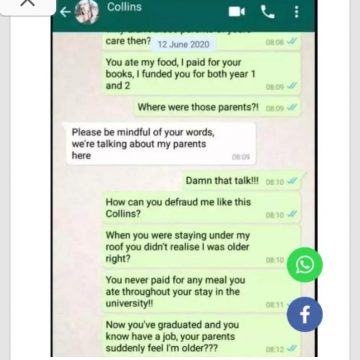 Men will disgrace you:A Nigerian lady has exposed her conversation with her boyfriend who broke up with her after she paid his school fees and fed him while he was in the university