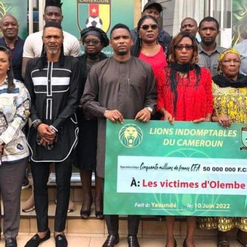 Indomitable Lions of Cameroon hand over 50million to the victims of the Olembe stampede